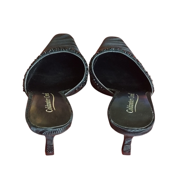 Coldwater Creek Womens Black Fabric  Sequin Slip On Kitten Heel Mules - Picture 8 of 15